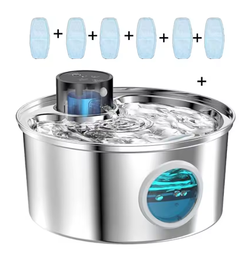 Automatic Water Bowl with 6 replacement filters included for cats and dogs