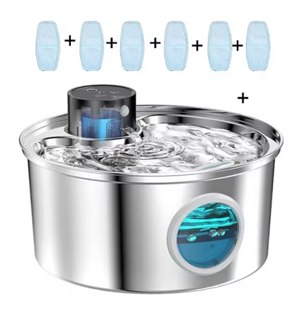 Automatic Water Bowl with 6 replacement filters included for cats and dogs